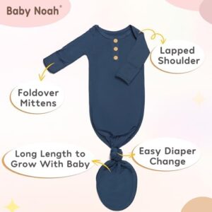 Soft Baby Knot Gown 0-3 Months, Newborn Announcement Sleepers With Mitten Cuffs and Personalized Wooden Name Tag - Image 6