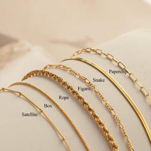 DEARMAY Gold Bracelets for Women Waterproof, 14K Real Gold Jewelry Sets for Women Trendy Thin Dainty Stackable Cuban Link Paperclip Chain Bracelet Pack Fashion Accessories Gifts for Womens - Image 7