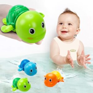 Bath Toys, Cute Swimming Turtle Baby Bath Toys for Toddler 1-3, Water Pool Floating Wind Up Toys for 1 Year Old Boy Girl Gifts, Infant Toddlers Kids Bathtub Toys, 3 Pack