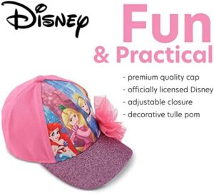 Disney Girls Princess Glitter Baseball Cap - Frozen Elsa, Anna, Cinderella, Belle, Ariel (2-7) - Image 3