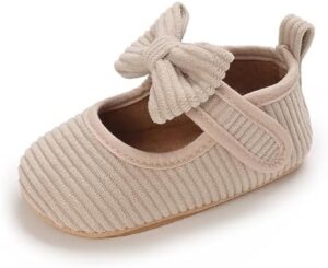 INMINPIN Baby Girls Shoes Corduroy Princess Dress Mary Jane Flats Newborn Infant First Walking Shoes Soft Rubber Sole House Indoor Slippers - Image 4