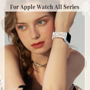 JR.DM Floral Engraved Band Compatible with Apple Watch 42mm 40mm 41mm 38mm Women, Soft Silicone Dressy Straps Decorative with Charms for iWatch Series 10 9 8 7 6 5 4 3 2 1 SE - Image 2