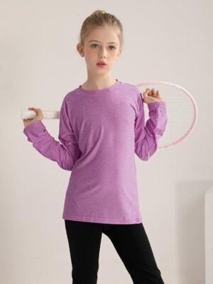 HXP 5 Pack Girls Long Sleeve Shirts Dry Fit Athletic Shirts Youth Teens Girls' Activewear 6-18 Years - Image 4