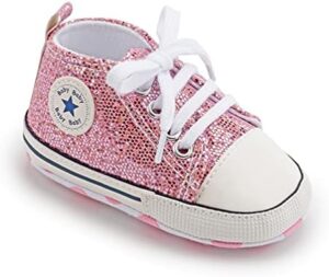 Unisex Baby Soft Sole Sneakers, Canvas Denim High Top, Newborn Infant First Walkers - Image 4