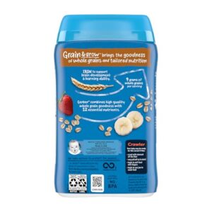 Gerber 3rd Foods Cereal for Baby Grain and Grow Lil' Bits Baby Cereal, Banana Strawberry Oatmeal, 8oz Canister - Image 3