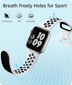 Sport Bands Compatible with Apple Watch Bands for Men Women 49mm 46mm 45mm 44mm 42mm 41mm 40mm 38mm, 6 Pack Sport Breathable Soft Silicone Strap for iWatch Bands Ultra2/1 SE Series 10 9-1 - Image 2