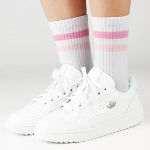 COTTON DAY Kids Girls Pink White Crew Athletic Socks with Retro Stripes Hearts - Image 8