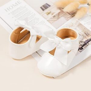 ohsofy Infant Baby Girls Mary Jane Flats Non-Slip Bowknot Princess Wedding Dress Shoes Toddler Crib Shoes - Image 4