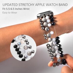 CAGOS Beaded Bracelet Band Compatible with Apple Watch 38mm 40mm 41mm 42mm 44mm 45mm 46mm, Stretchy Dressy iPhone Watch Bands Women Cute Boho Straps for iWatch Bands Series 10 9 8 7 6 5 4 3 2 1 SE - Image 5