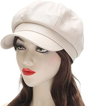 ZLYC Womens PU Leather Newsboy Caps Gatsby Cabbie Hat for Girls - Image 2