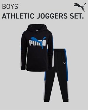 PUMA Boys' Jogger Set -2 Piece Active Fleece Pullover Graphic Hoodie Sweatshirt and Sweatpants for Boys (8-16) - Image 2