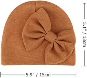 5 PCS Newborn Baby Hats Cotton Baby Beanie Caps with Bow Infant Hospital Hats Newborn Hats for Baby Girls 0-6 Months - Image 4