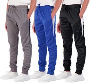 Real Essentials 3 Pack: Boy's Active Athletic Casual Jogger Sweatpants with Pockets