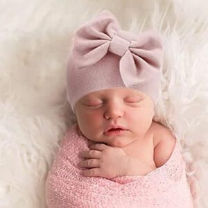 5 PCS Newborn Baby Hats Cotton Baby Beanie Caps with Bow Infant Hospital Hats Newborn Hats for Baby Girls 0-6 Months - Image 3