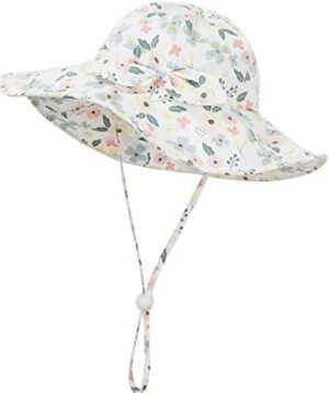 Baby Toddler Infant Girls Bucket Sun Hats Protection Beach UPF 50+ Toddler Wide Brim Bucket Summer Hats