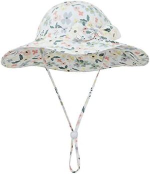 Baby Girl Sun Hat Summer Beach Hats with UPF 50+ Toddler Infant with Wide Brim Strap Outdoor Bucket Hat - Image 2