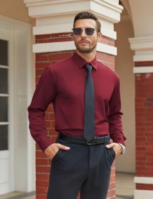 COOFANDY Mens Stretch Dress Shirts Long Sleeve Button Down Shirt Regular Fit Formal Business Shirts - Image 6