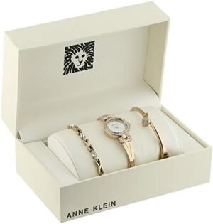 Anne Klein Women's Premium Crystal Accented Bangle Watch and Bracelet Set - Image 2