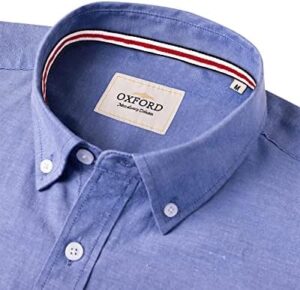 Alimens & Gentle Mens Solid Oxford Shirt Long Sleeve Button Down Shirts with Pocket - Image 2