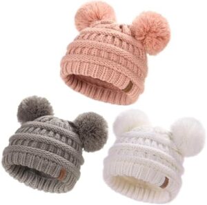 FURTALK Baby Winter Knitted Beanie Hat Soft Warm Lined Pom Pom for Infant Toddler Skull Cap