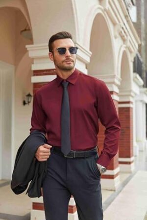 COOFANDY Mens Stretch Dress Shirts Long Sleeve Button Down Shirt Regular Fit Formal Business Shirts - Image 2