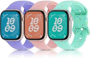 3-Pack Compatible with Kids Apple Watch Band, Recycled Plastic Soft Waterproof Strap for iWatch Series 10/9/8/7/6/5/4/3/2/1/SE/SE2 for Girl Boy Women Small Wrist