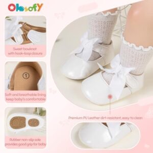 ohsofy Infant Baby Girls Mary Jane Flats Non-Slip Bowknot Princess Wedding Dress Shoes Toddler Crib Shoes - Image 5