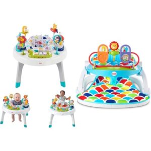 Fisher-Price 2-in-1 Sit-to-Stand Activity Center, Assorted & Deluxe Sit-Me-Up Floor Seat with Toy Tray, Multicolor, 2 Count