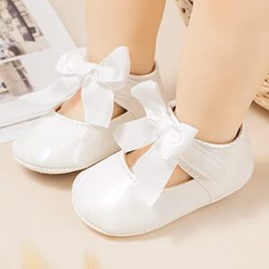 ohsofy Infant Baby Girls Mary Jane Flats Non-Slip Bowknot Princess Wedding Dress Shoes Toddler Crib Shoes - Image 2