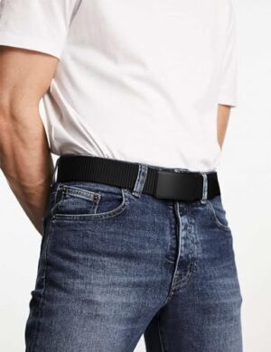 JUKMO Men's 1.5" Nylon Ratchet Belt, Casual Web Click Belt with Slide Buckle for Jeans, No Holes Adjustable Trim to Fit - Image 6