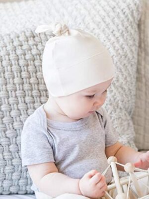 Colored Organics - Newborn Hat - Organic Cotton Baby Hat - Top Knot Newborn Cap - Image 3