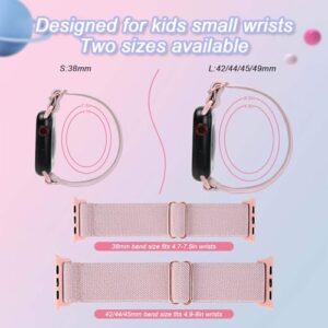 5 Packs Compatible with Kids Apple Watch Band,Comfy Stretchy Adjustable Nylon Replace Bands for Iwatch Ultra Series 9 8 7 6 5 4 3 SE SE2 38mm 40mm 41mm & 42mm 44mm 45mm 49mm for Boy Girl Small Wrist. - Image 5