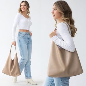 HOXIS Hobo Bags for Women Soft Vegan Leather Shoulder Handbag Slouchy Tote Purses - Image 2