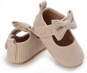 INMINPIN Baby Girls Shoes Corduroy Princess Dress Mary Jane Flats Newborn Infant First Walking Shoes Soft Rubber Sole House Indoor Slippers - Image 3