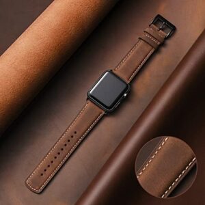 SUNFWR Leather Bands Compatible with Apple Watch Band 42mm 44mm 45mm 46mm 49mm for Men Women, Top Grain Genuine Leather Replacement Strap for iWatch Ultra2 Ultra SE2 SE Series 10 9 8 7 6 5 4 3 2 1 - Image 2