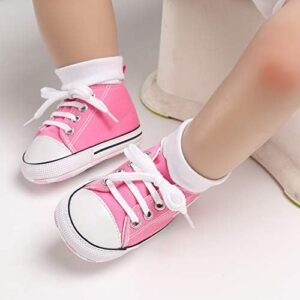 Unisex Baby Soft Sole Sneakers, Canvas Denim High Top, Newborn Infant First Walkers - Image 4