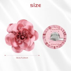 Cinaci 8 Pieces 13cm/5" Silky Satin Big Flower Brooch Pins Alligator Hair Clips Floral Hair Barrettes Accessories for Women Girls Teens - Image 2