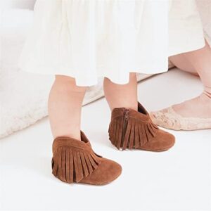 Meckior Baby Girls Cowboy Tassel Boots Side Zipper Moccasins Soft Bottom Non-Slip Toddler Shoe - Image 3