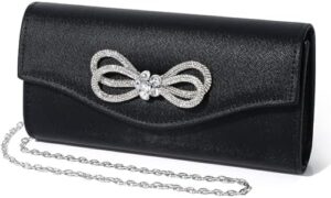 Women Evening Handbag Shiny Crystal Bow Flap Clutch Purse for Women Wedding Party Prom Purse