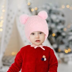 Labeol Baby Hats,Soft Warm Winter Knit Baby Beanie Hat with Earflap,Cute Pom-pom Ears Fall Winter Caps for Toddler Girls Boys - Image 6