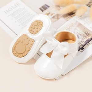 ohsofy Infant Baby Girls Mary Jane Flats Non-Slip Bowknot Princess Wedding Dress Shoes Toddler Crib Shoes - Image 3