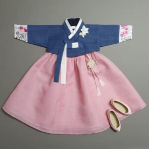 Korean Baby Girl Hanbok for 100~15y/o Floral Embroidery Sleeves Hanbok Brooch Inlcuded Girl Baby Kids - Image 3