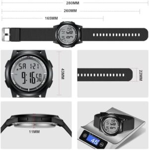 HANPOSH Mens Digital Watch Ultra Thin Minimalist Sports Waterproof Outdoor LED Screen Large Face Wrist Watches for Men with Back Light Alarm Date Stopwatch - Image 6