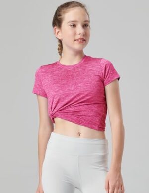 4 Pack: Youth Girls Athletic Shirts, Short Sleeve Dry Fit Apparel Tech Tshirts, Sports Activewear for Kids Teens - Image 3