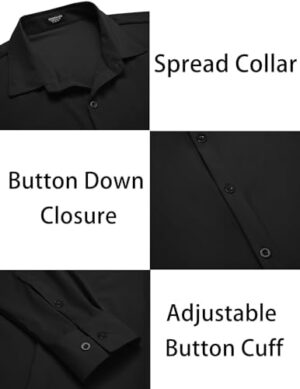 COOFANDY Men's Muscle Fit Dress Shirts Wrinkle-Free Long Sleeve Casual Button Down Shirts - Image 5