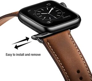 SUNFWR Leather Bands Compatible with Apple Watch Band 42mm 44mm 45mm 46mm 49mm for Men Women, Top Grain Genuine Leather Replacement Strap for iWatch Ultra2 Ultra SE2 SE Series 10 9 8 7 6 5 4 3 2 1 - Image 4