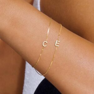 Turandoss Gold Initial Bracelets for Girls Women Jewelry Gifts - 18k Gold/Silver Plated Letter Initial Bracelet Dainty Gold Bracelets for Women Initial Bracelets for Teen Girls Gifts Trendy Stuff - Image 3