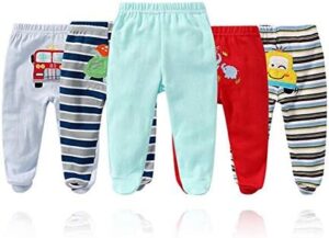 Alsmiley Unisex Baby 5-Pack Long Pants Newborn to Toddler Cotton Shorts Gift Set