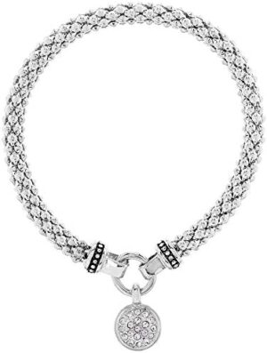 Nine West Women's Silvertone Crystal Pave Circle Stretch Bracelet