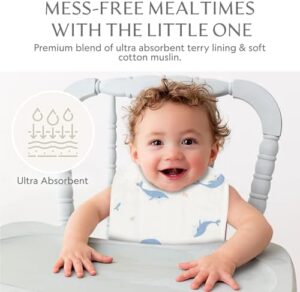 Bamboo Little Baby Bibs (Pack of 2) - Bibs with Adjustable Snaps- Absorbent Terry Backing - Image 6